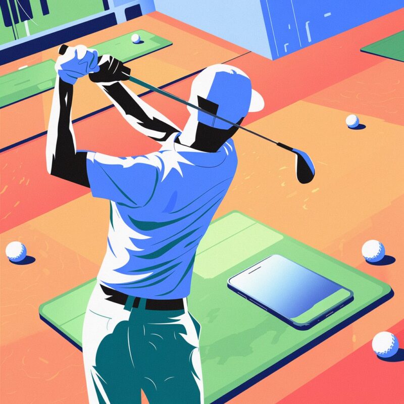 Golfer beim Training, Illustration